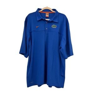 Nike Team Fit Dry Blue Short Sleeve Button Up Gator Activewear Golf Polo Mens XL